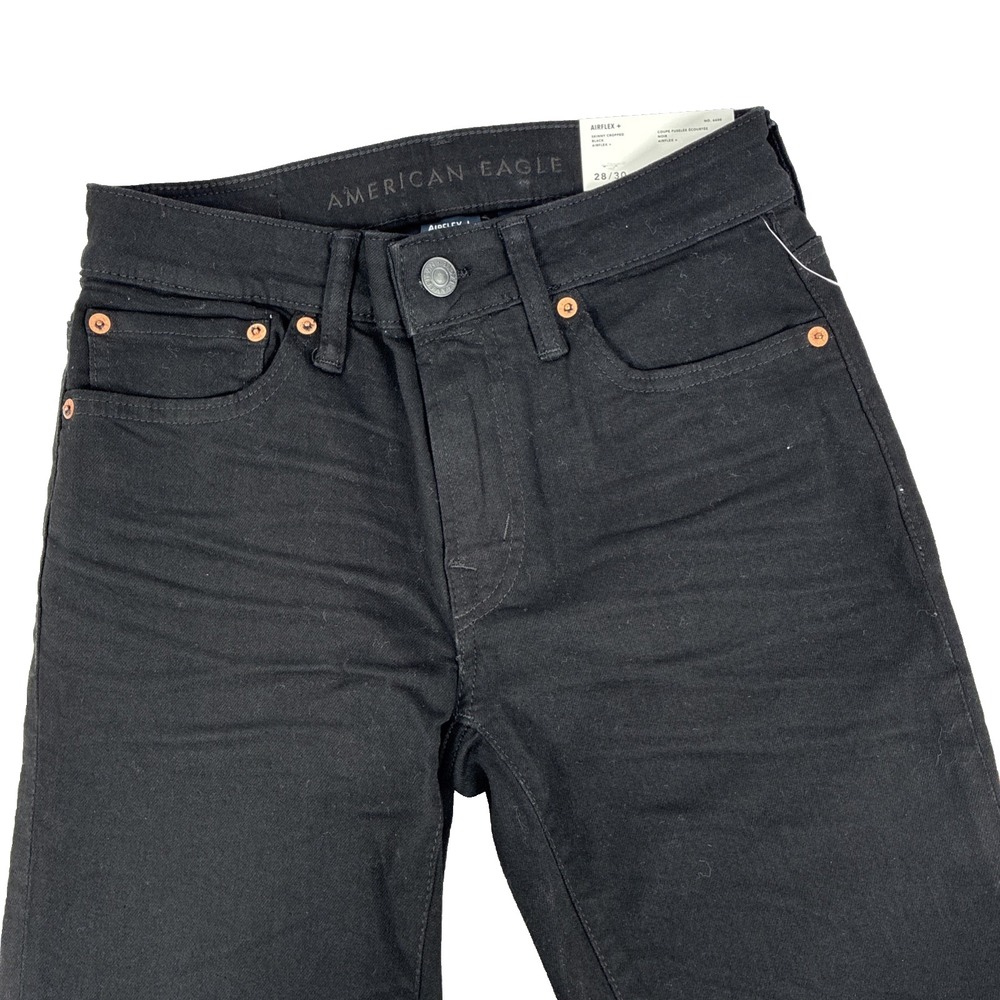 New Mens American Eagles Airflex Skinny Cropped Black Jeans Size 28x30 NWT